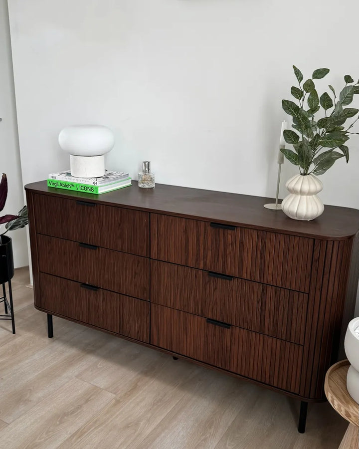 Solvion 6 Drawer Chest Dark Brown | Retro Style