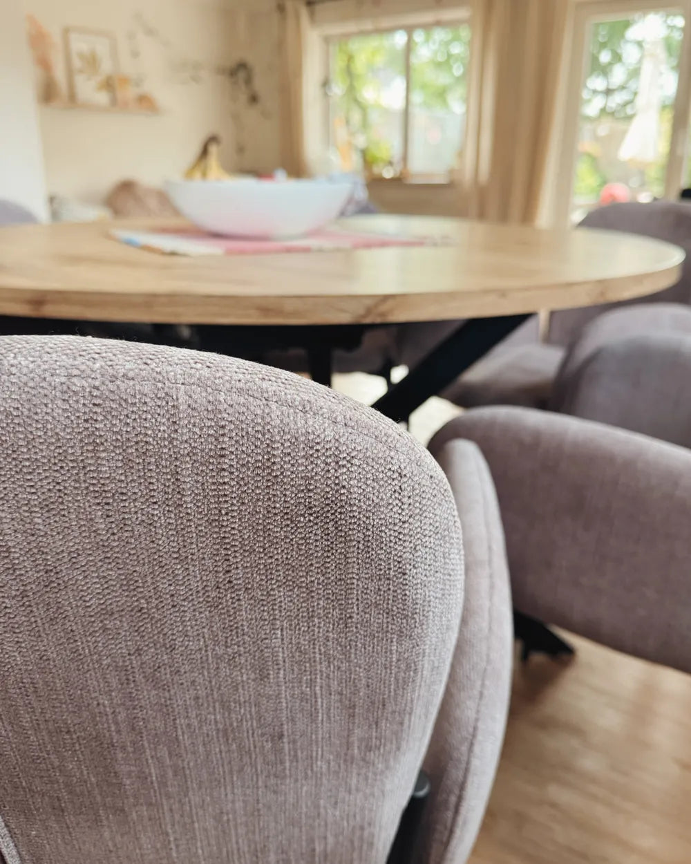 Set of 2 Dining Chairs Fabric Pink Elle