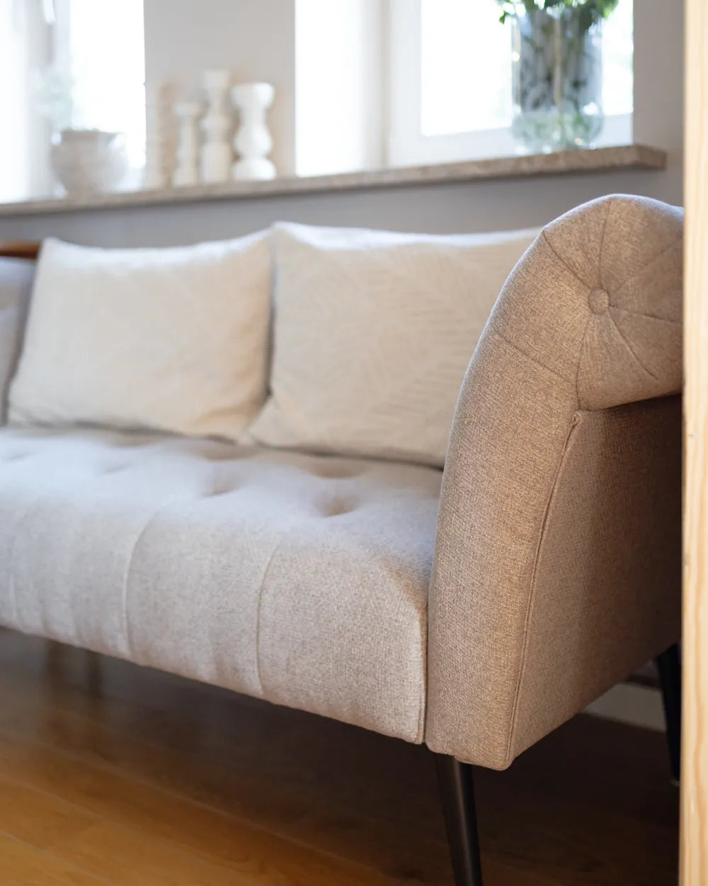 Chaise Longue Fabric Light Brown Braidon