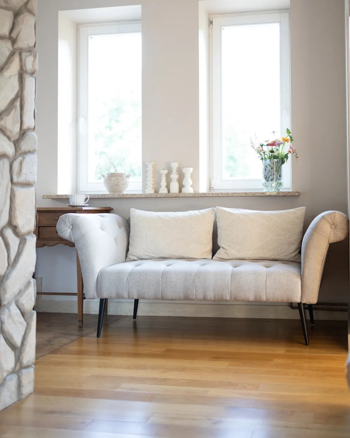 Chaise Longue Fabric Light Brown Braidon