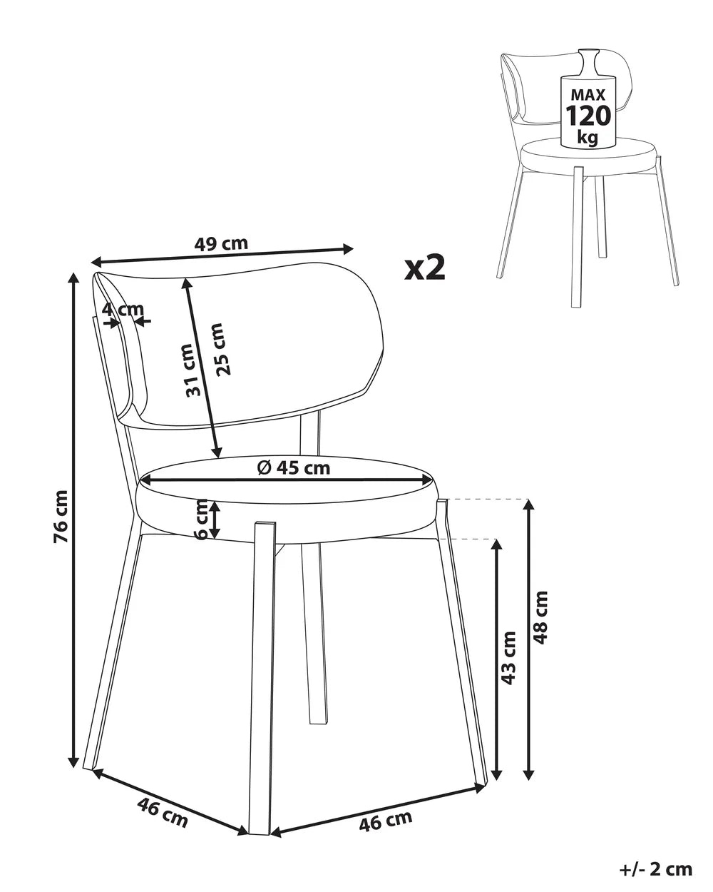 Set of 2 Dining Chairs Fabric Light Beige Lyra