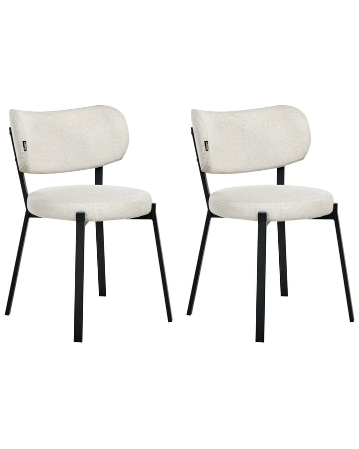 Set of 2 Dining Chairs Fabric Light Beige Lyra