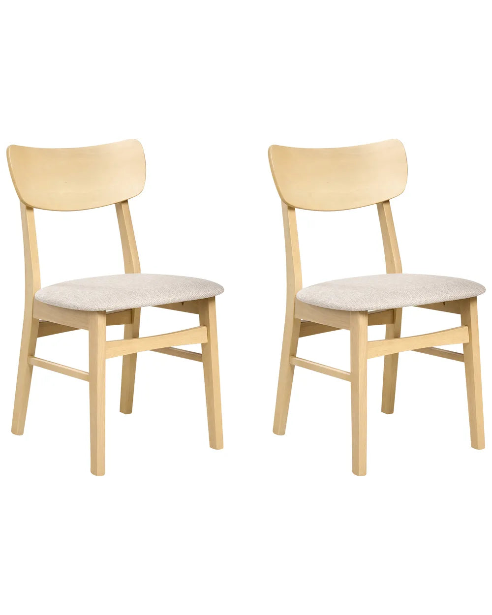 Set of 2 Dining Chairs Wood Light Brown/ Beige Vanessa