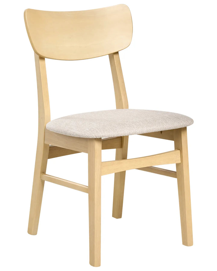 Set of 2 Dining Chairs Wood Light Brown/ Beige Vanessa