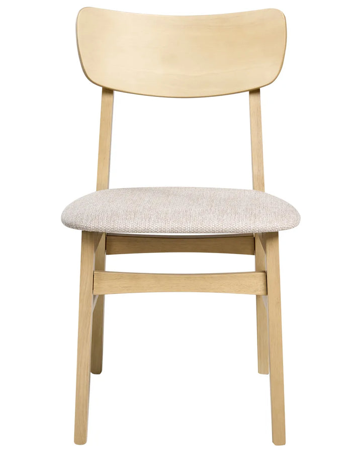 Light oak dining chair with a woven rope seat and clean-lined silhouette, blending natural materials and minimalist design for a warm, timeless, and Scandinavian-inspired aesthetic.