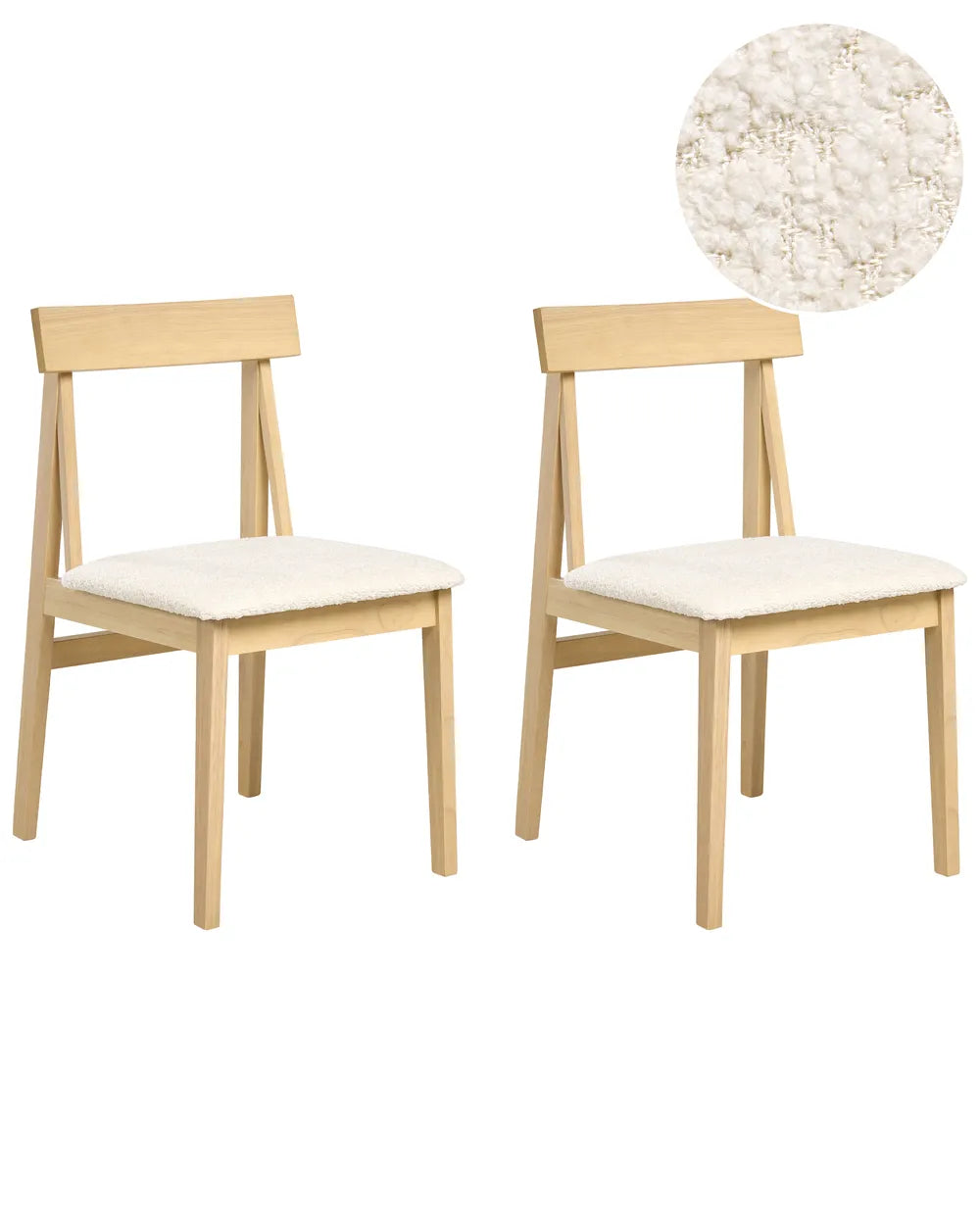 Set of 2 Dining Chairs Wood Light Brown/ Beige Amelia