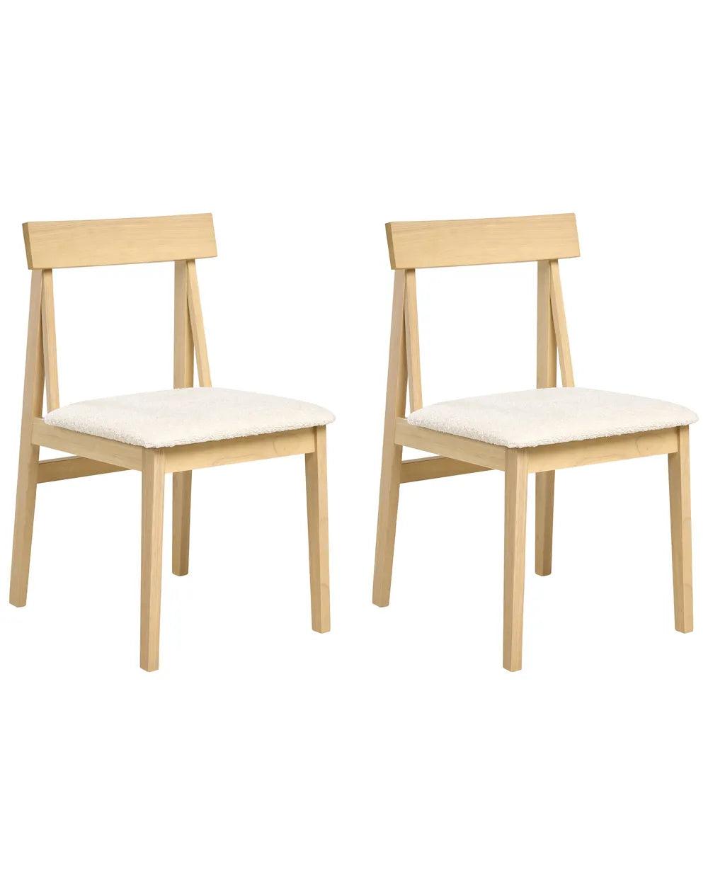 Set of 2 Dining Chairs Wood Light Brown/ Beige Amelia