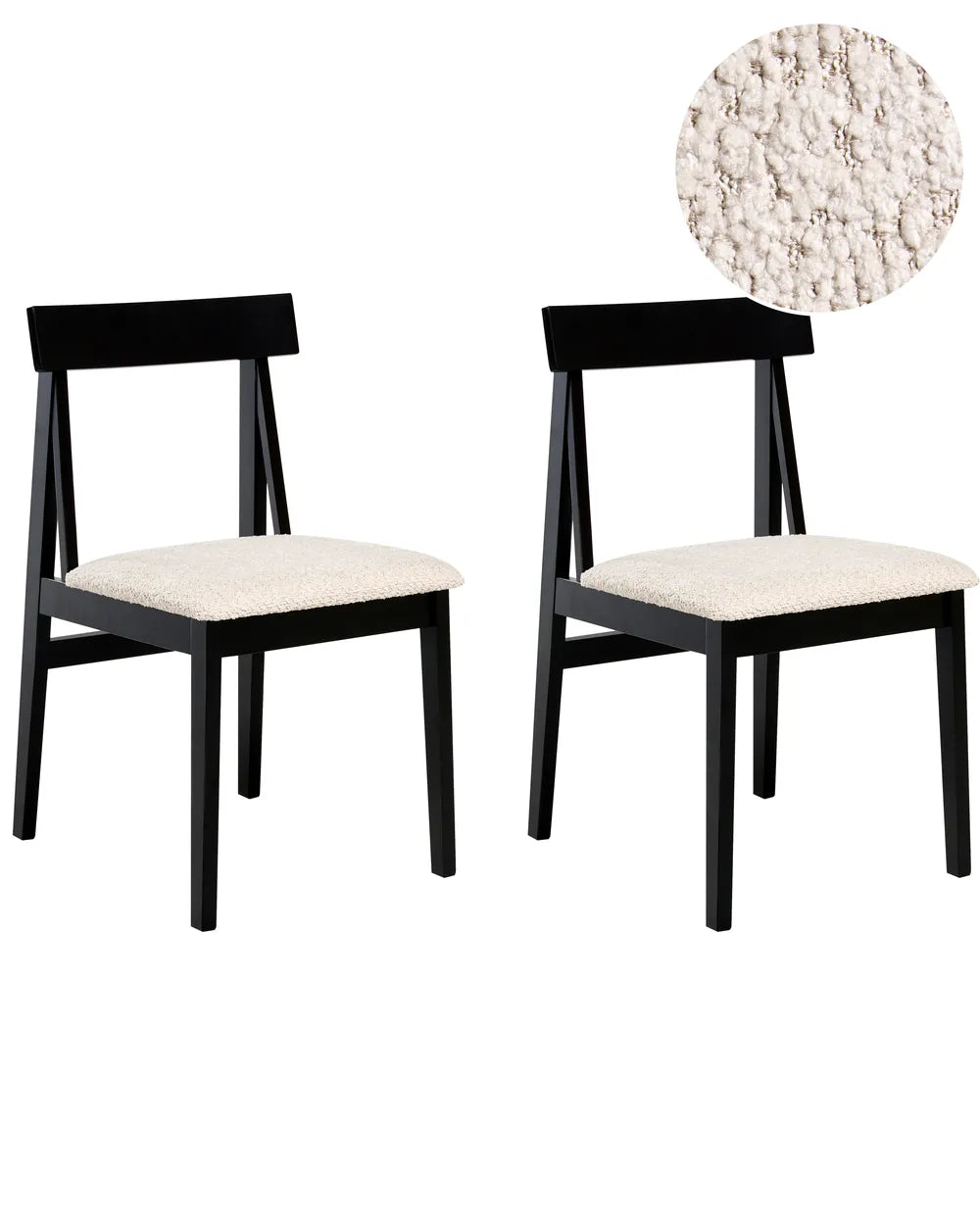 Set of 2 Dining Chairs Wood Black/ Beige Amelia