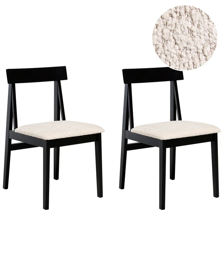 Set of 2 Dining Chairs Wood Black/ Beige Amelia