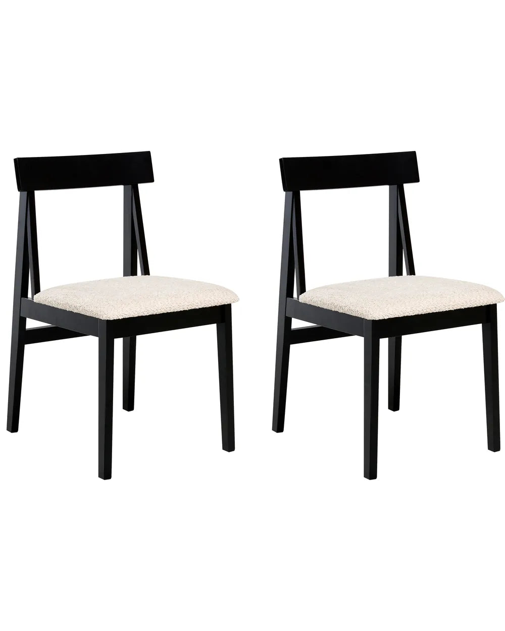 Set of 2 Dining Chairs Wood Black/ Beige Amelia