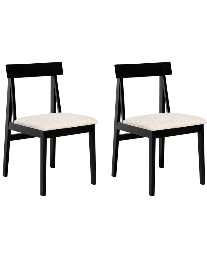 Set of 2 Dining Chairs Wood Black/ Beige Amelia