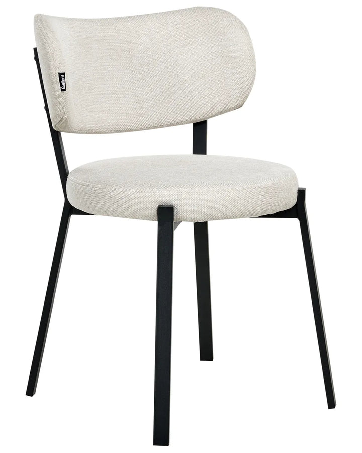 Set of 2 Dining Chairs Fabric Light Beige Lyra