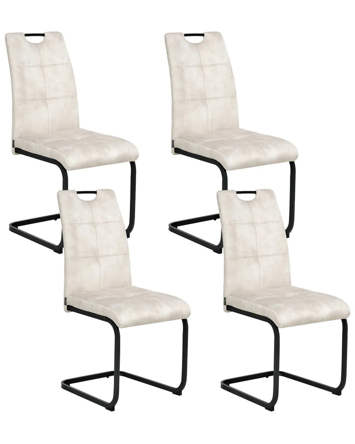 Set of 4 Dining Chairs Fabric Light Beige Perry