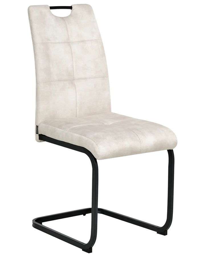 Set of 4 Dining Chairs Fabric Light Beige Perry