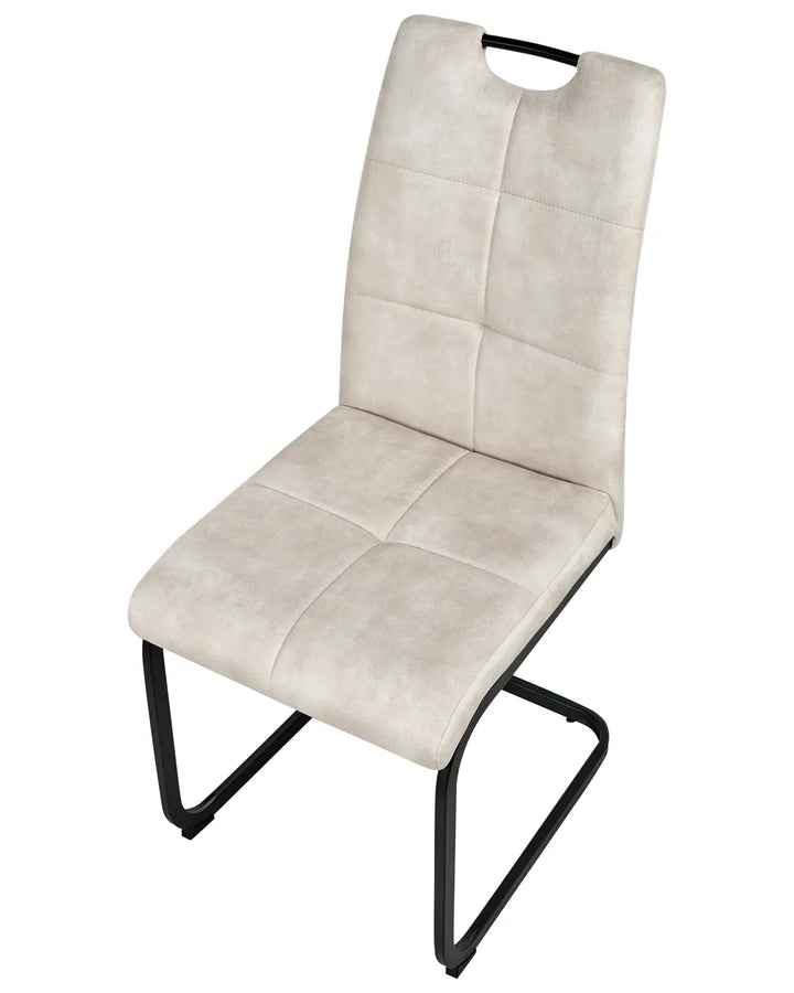 Set of 4 Dining Chairs Fabric Light Beige Perry