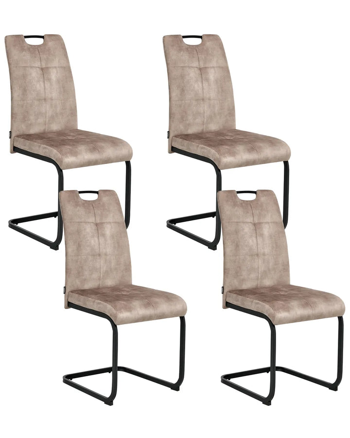 Set of 4 Dining Chairs Fabric Taupe Perry
