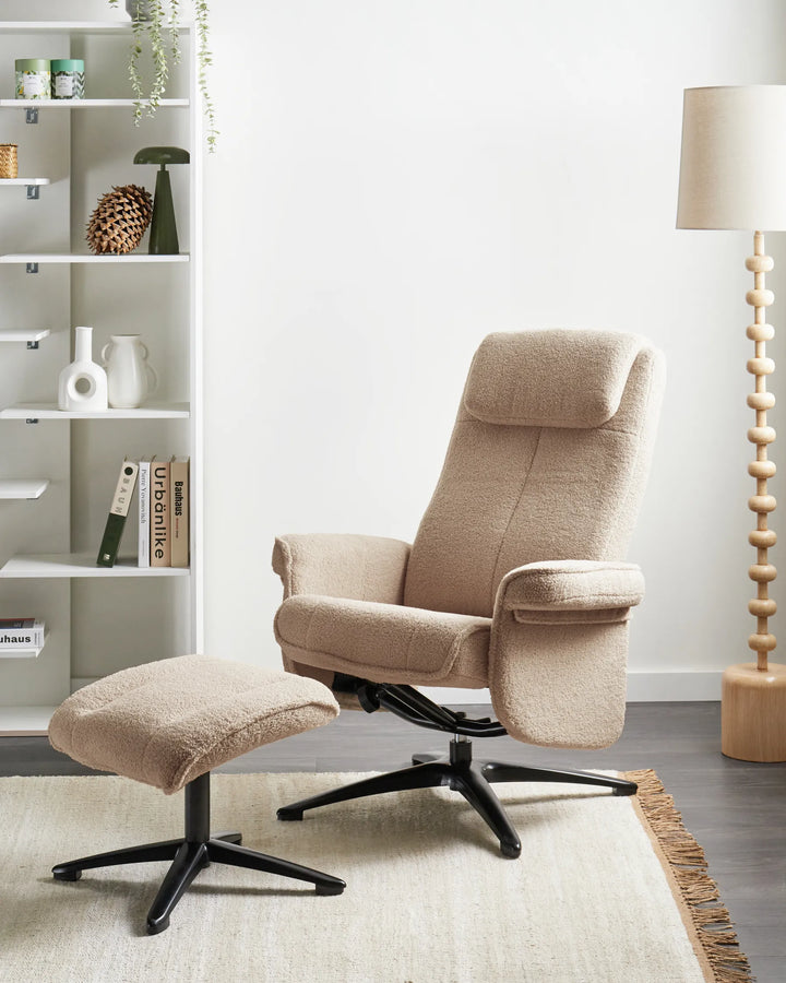 Recliner Chair Boucle Beige Riebe