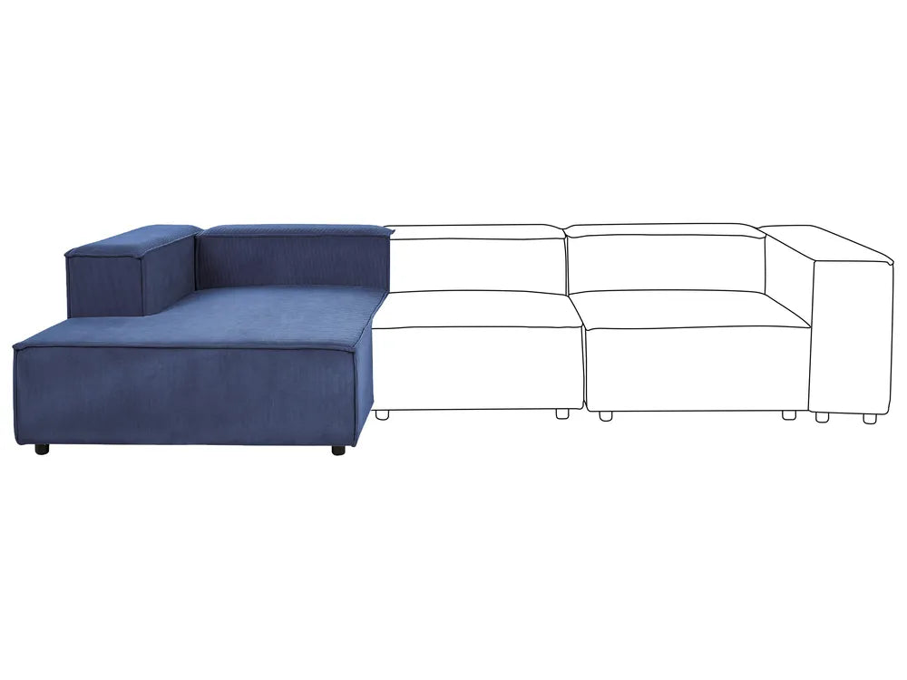 Right-Hand Chaise Lounge Corduroy Dark Blue Oakham