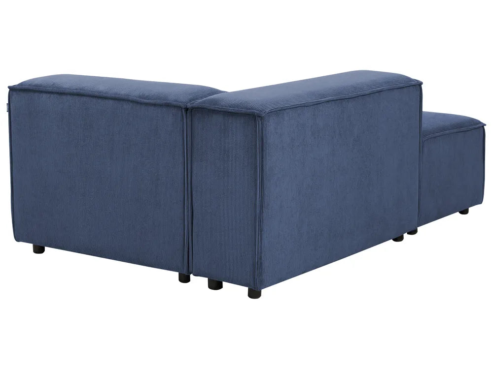 Right-Hand Chaise Lounge Corduroy Dark Blue Oakham