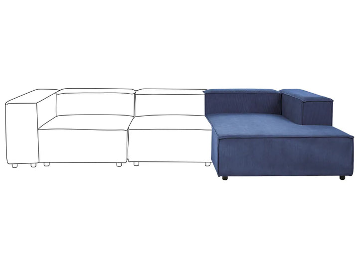 Left-Hand Chaise Lounge Corduroy Dark Blue Oakham