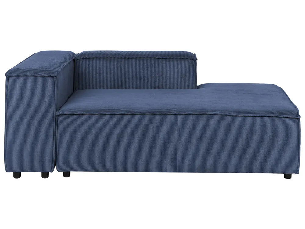 Left-Hand Chaise Lounge Corduroy Dark Blue Oakham