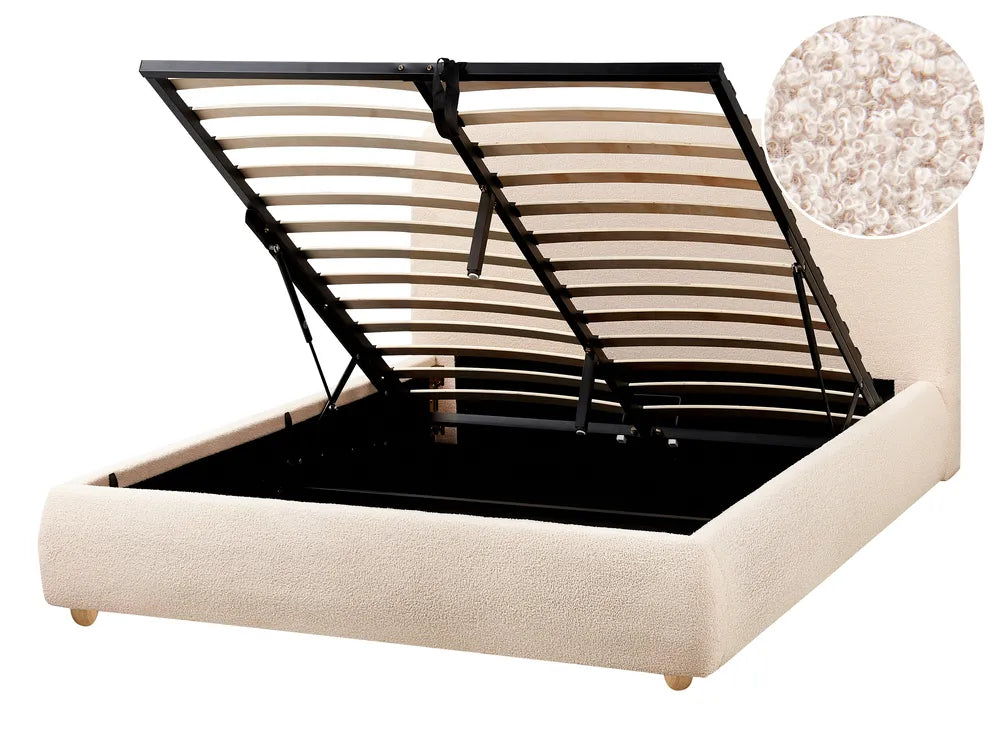 Ottoman Bed Fabric 140 x 200 cm (EU Double) Light Beige Luke