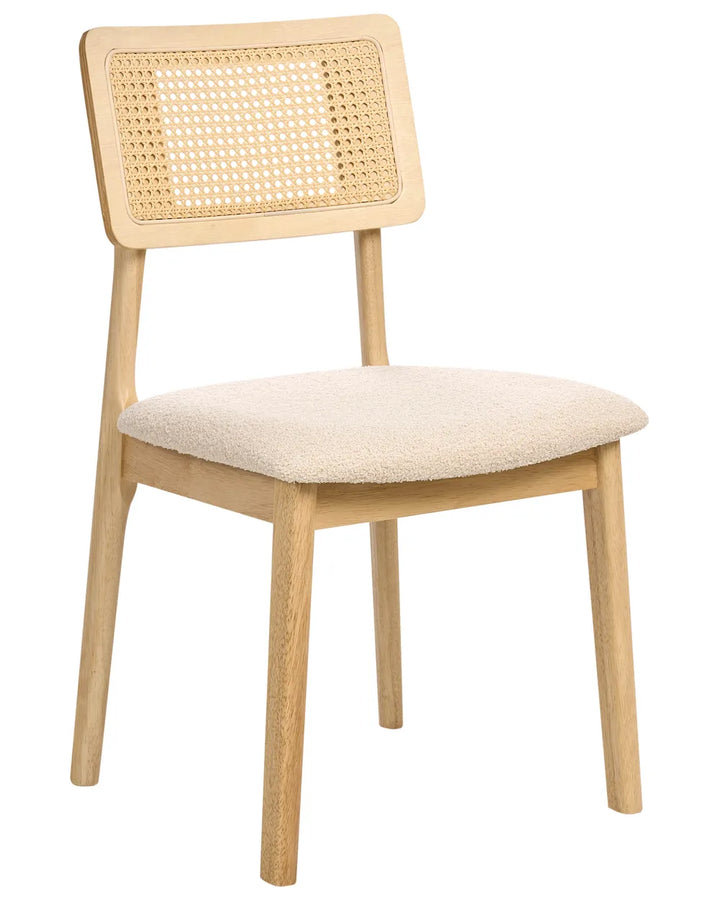 Set of 2 Dining Chairs Wood Light Brown Olive