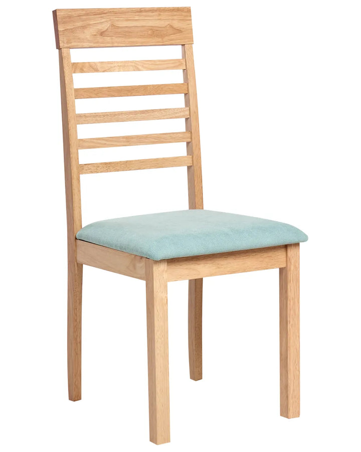 Set of 2 Dining Chairs Wood Light Brown/ Mint Rose