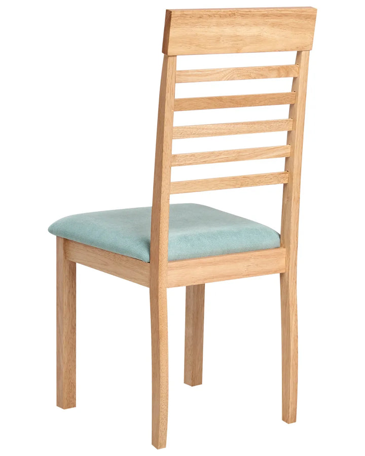 Set of 2 Dining Chairs Wood Light Brown/ Mint Rose