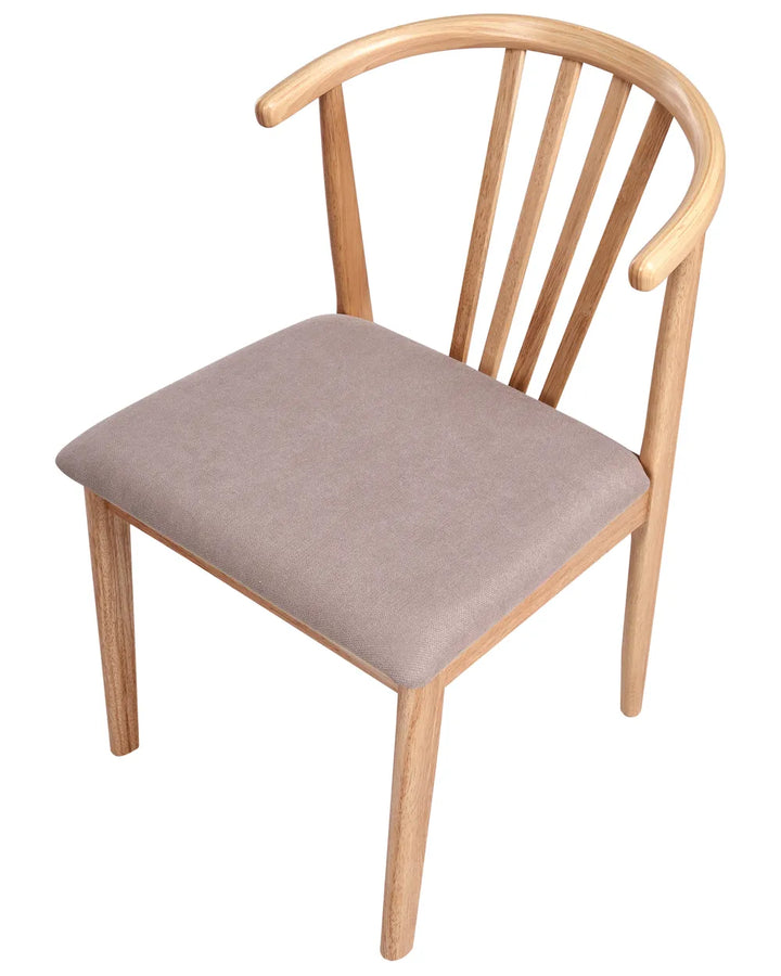 Set of 2 Dining Chairs Wood Light Brown/ Taupe Denise