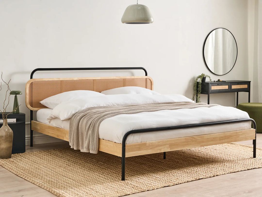 Bed Rattan 180 x 200 cm (EU Super King) Light Brown Leila