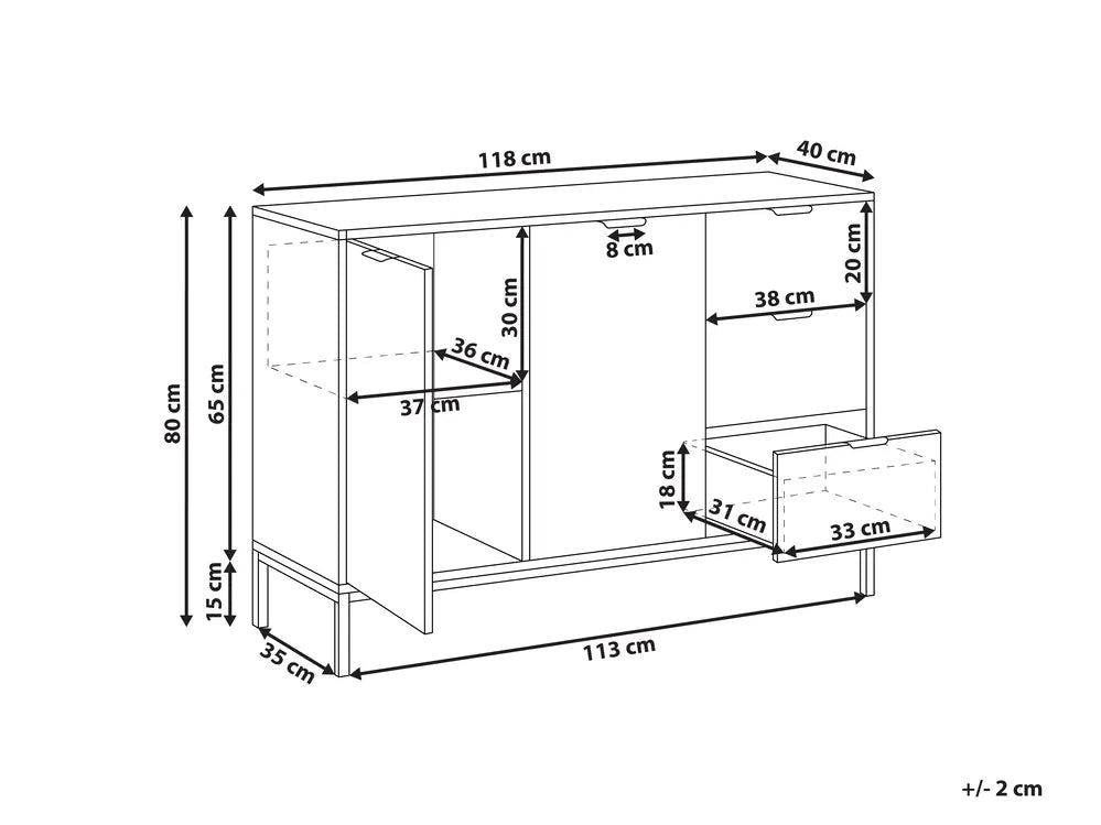 2 Door Sideboard White Alvieri