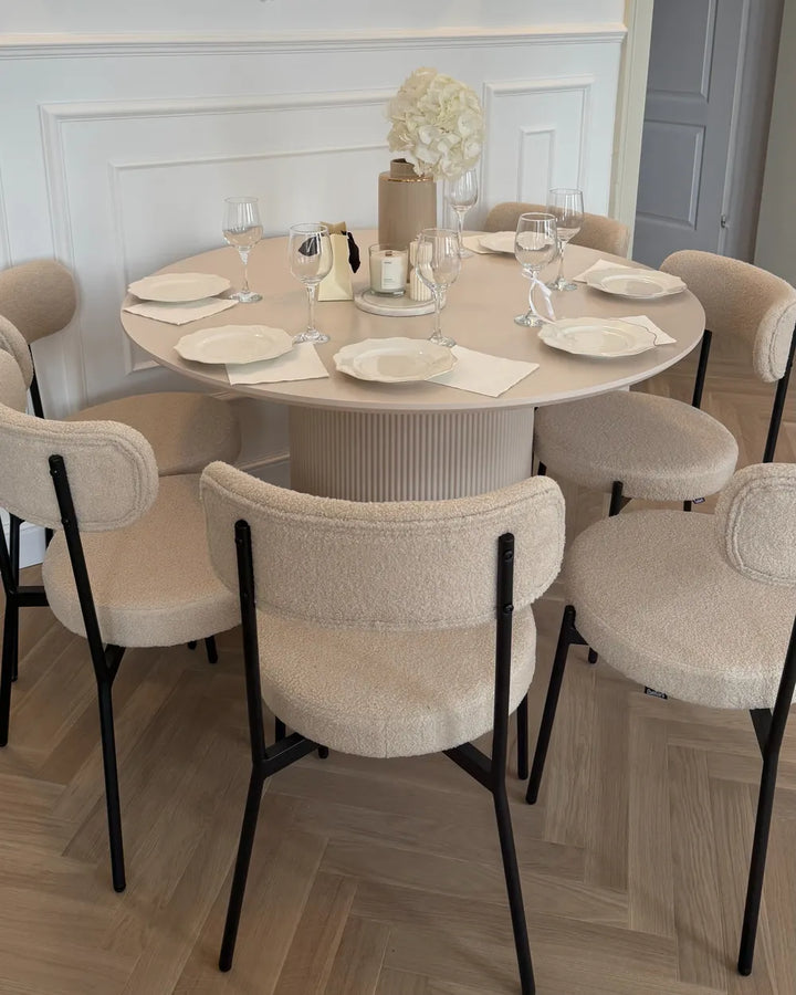 Set of 2 Dining Chairs Boucle Light Beige Rain