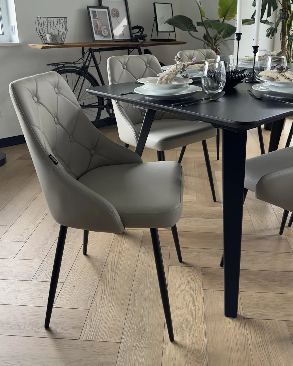 Set of 2 Dining Chairs Berlin Faux Leather Light Grey