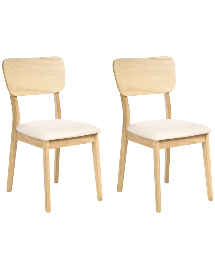 Set of 2 Dining Chairs Wood Light Brown/ Beige Chace