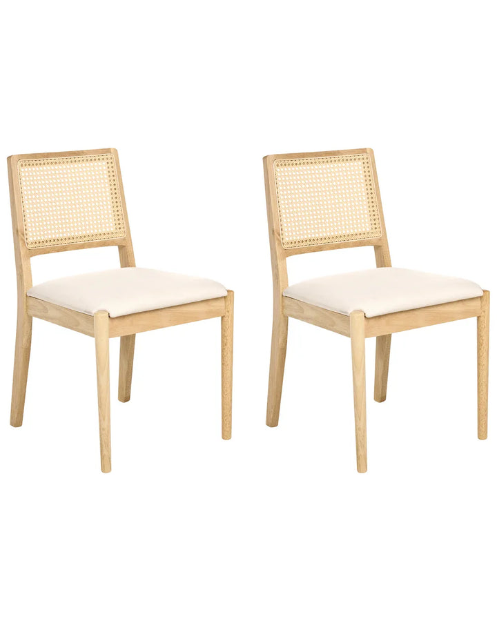 Set of 2 Dining Chairs Wood Light Brown Pip