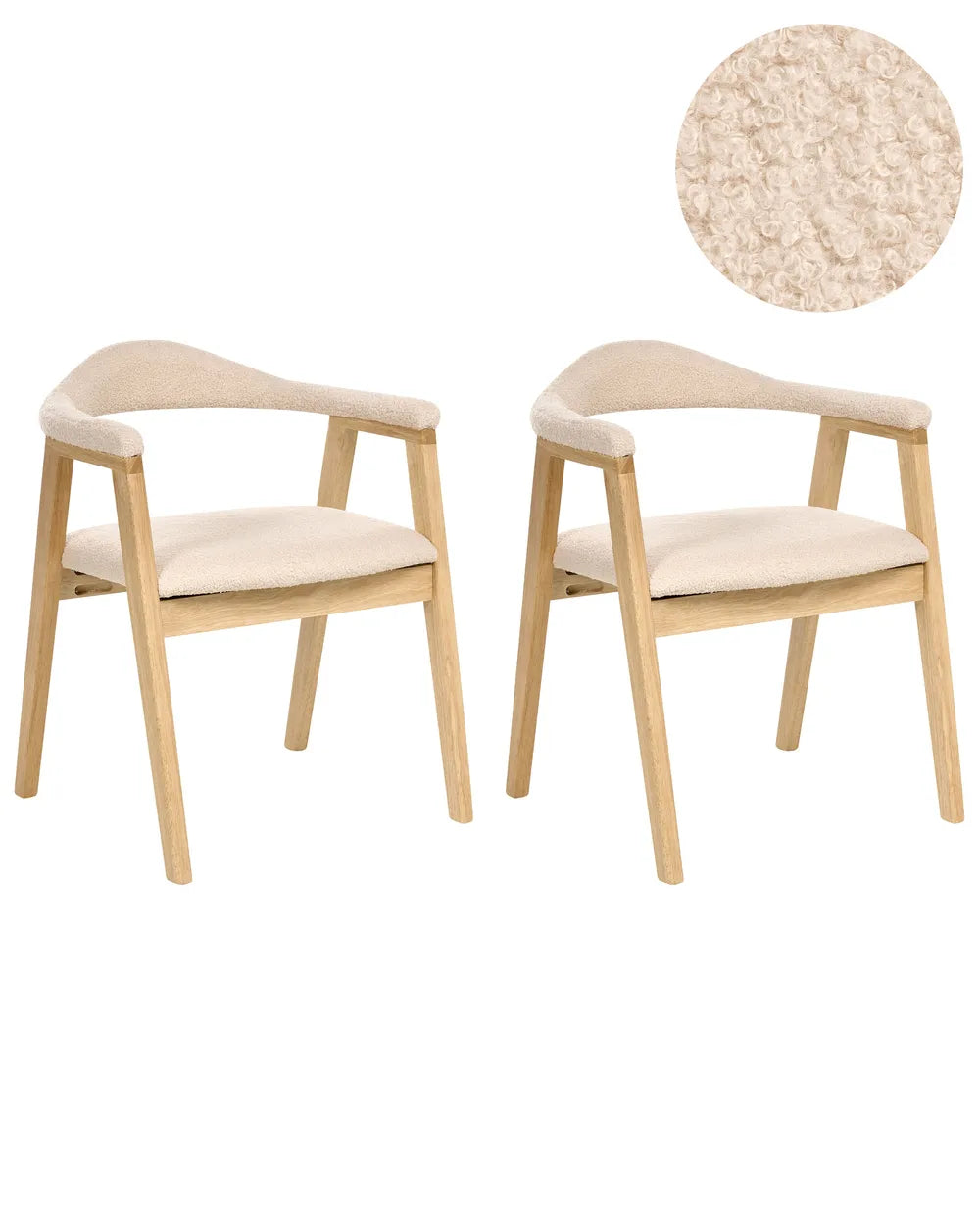 Set of 2 Dining Chairs Wood Light Brown Tippy