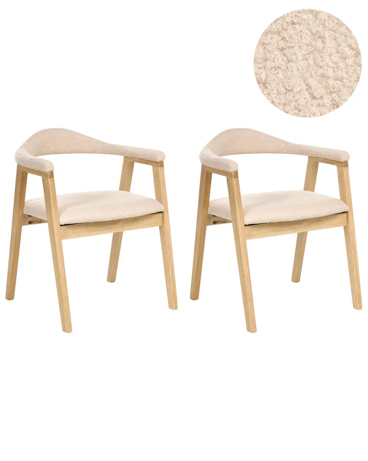 Set of 2 Dining Chairs Wood Light Brown Tippy