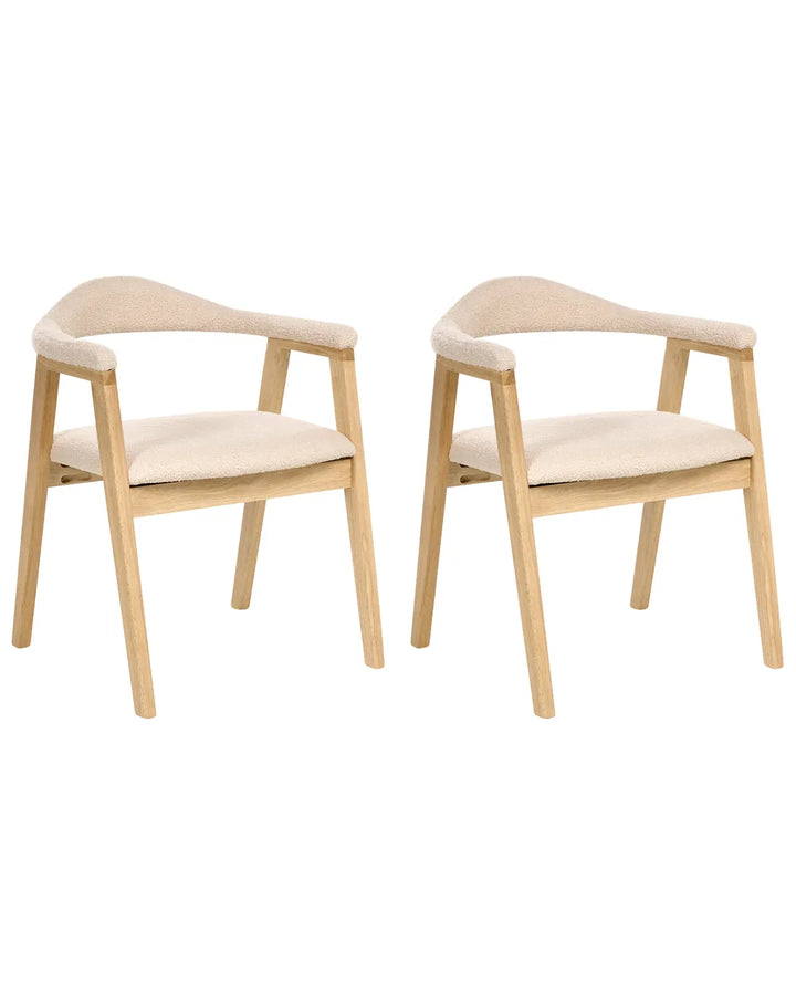 Set of 2 Dining Chairs Wood Light Brown Tippy