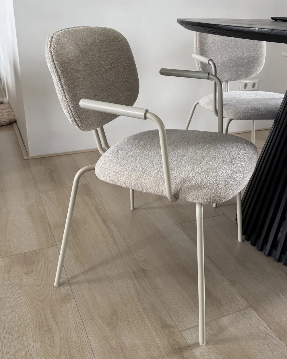 Set of 2 Dining Chairs Chenille Light Beige Irene