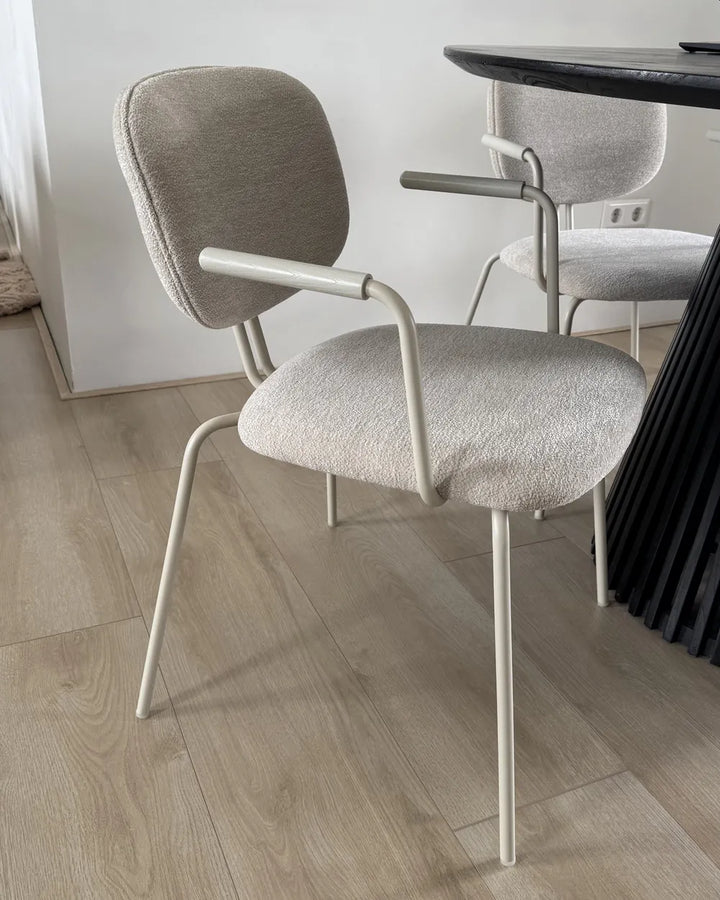 Set of 2 Dining Chairs Chenille Light Beige Irene