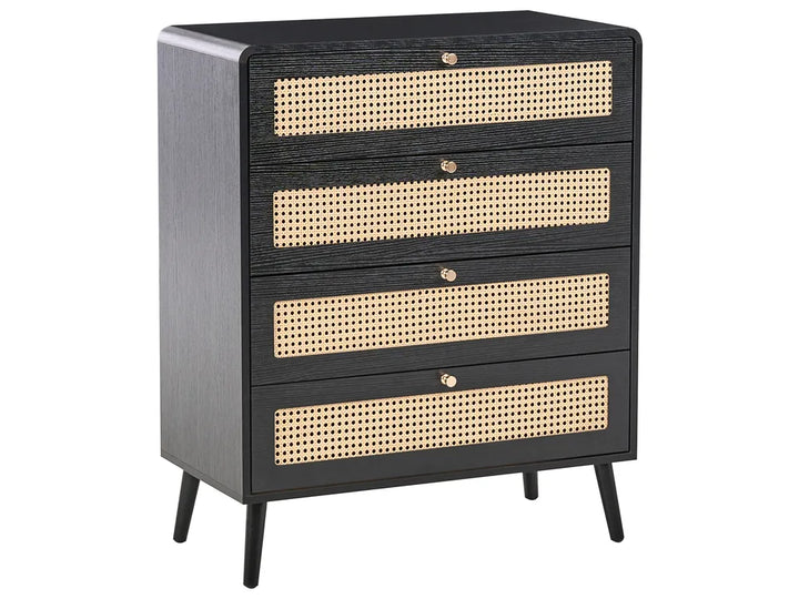 4 Drawer Chest Black Functional Storage Space Soretta