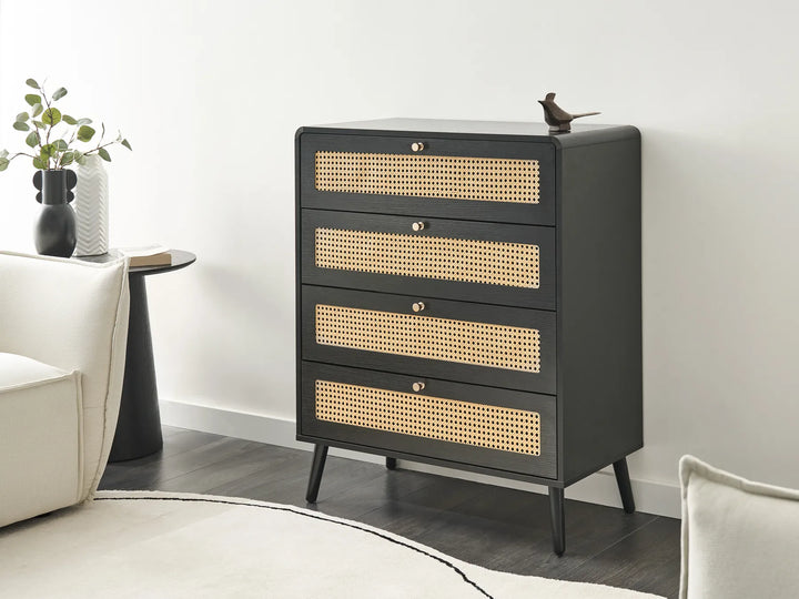 4 Drawer Chest Black Functional Storage Space Soretta