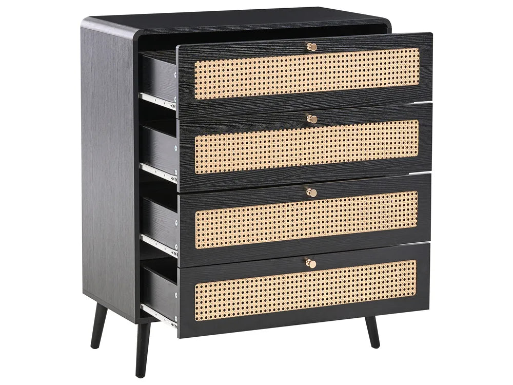 4 Drawer Chest Black Functional Storage Space Soretta