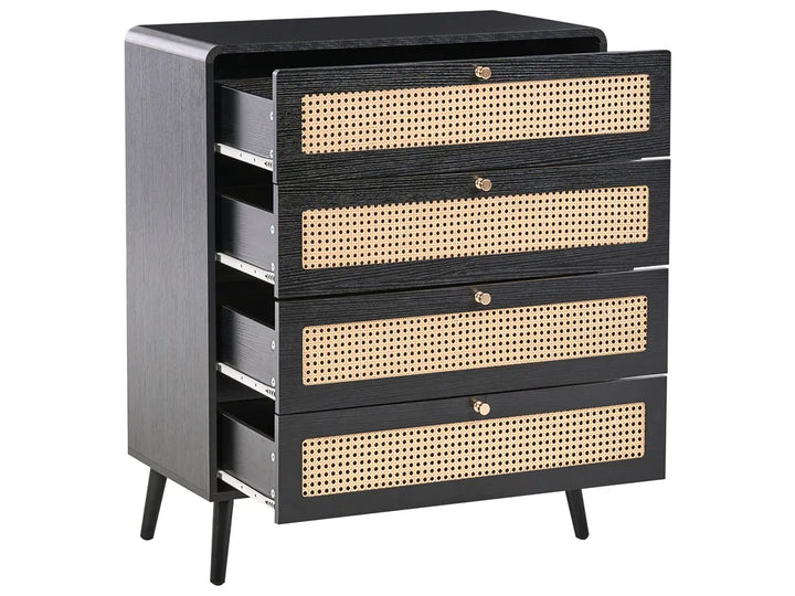 4 Drawer Chest Black Functional Storage Space Soretta