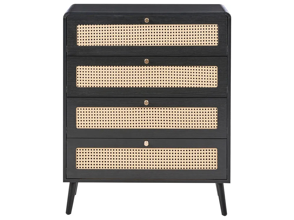 4 Drawer Chest Black Functional Storage Space Soretta