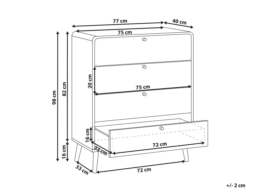 4 Drawer Chest Black Functional Storage Space Soretta