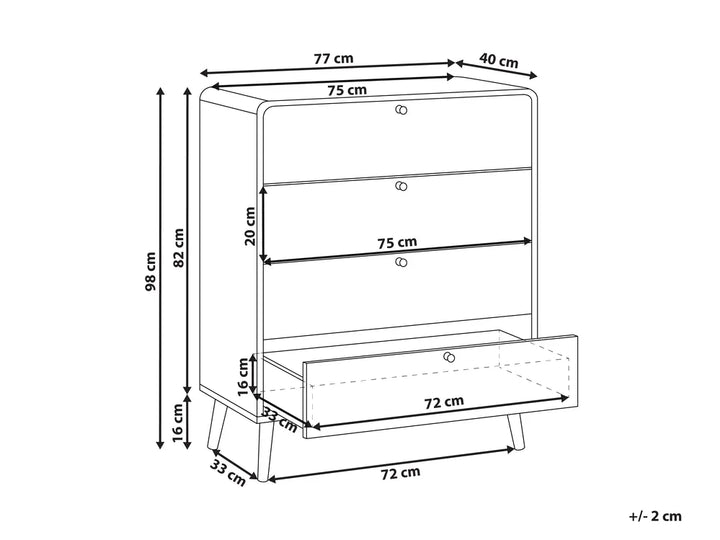 4 Drawer Chest Black Functional Storage Space Soretta