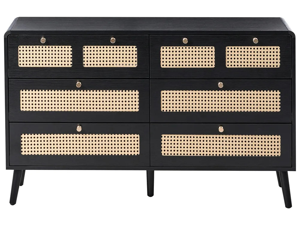 6 Drawer Chest Black Functional Storage Space Vistaro