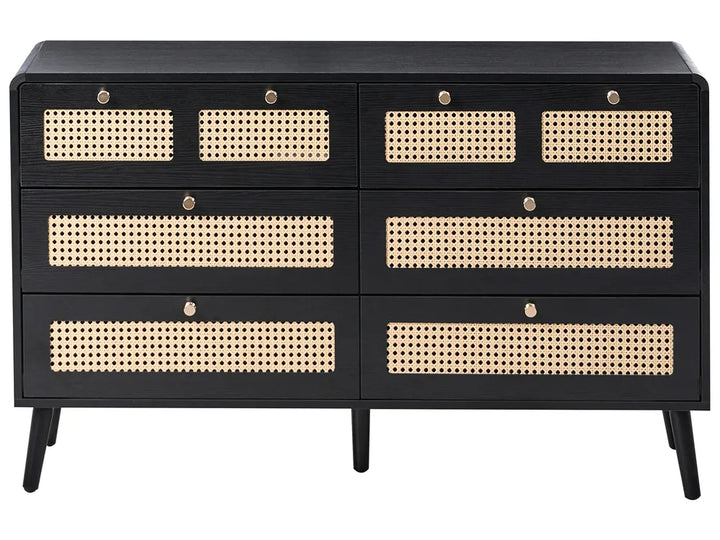 6 Drawer Chest Black Functional Storage Space Vistaro